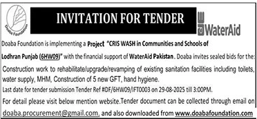 WaterAid Tender Notice